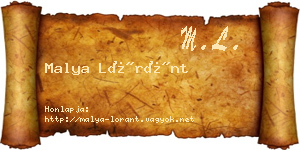 Malya Lóránt névjegykártya